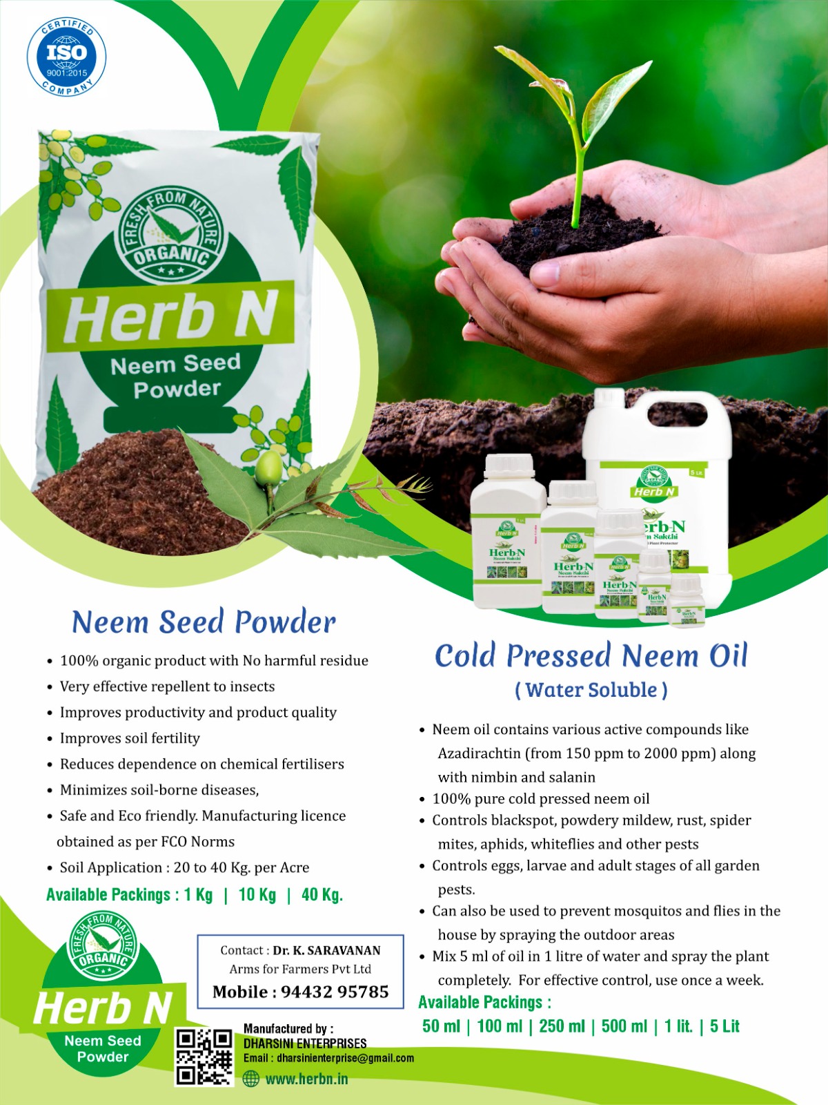 HerbN - Neem Seed Powder and Cold Pressed Neem Oil